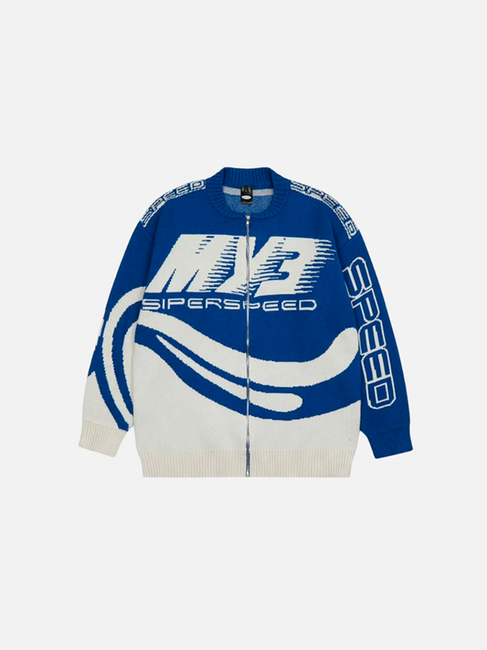 Blusa Suéter Manfinity com Zíper Azul 'MY3' — Foto 1
