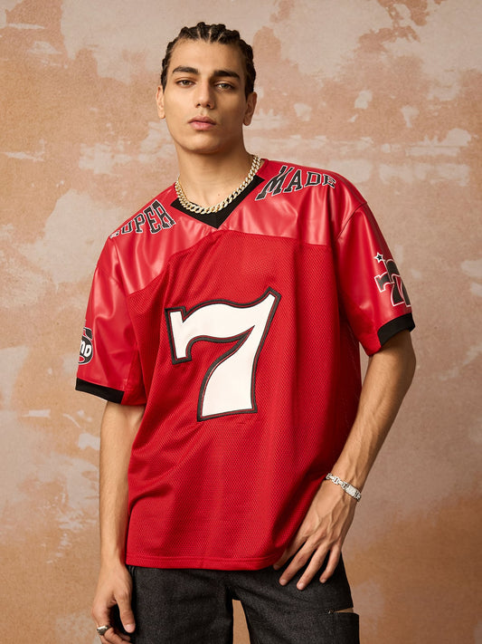 Camiseta Manfinity Studios Red Retro Jersey Oversized — Foto 1