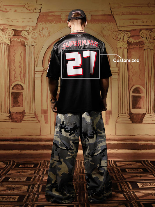 Camiseta Manfinity Studios Black Retro Jersey Oversized — Foto 2