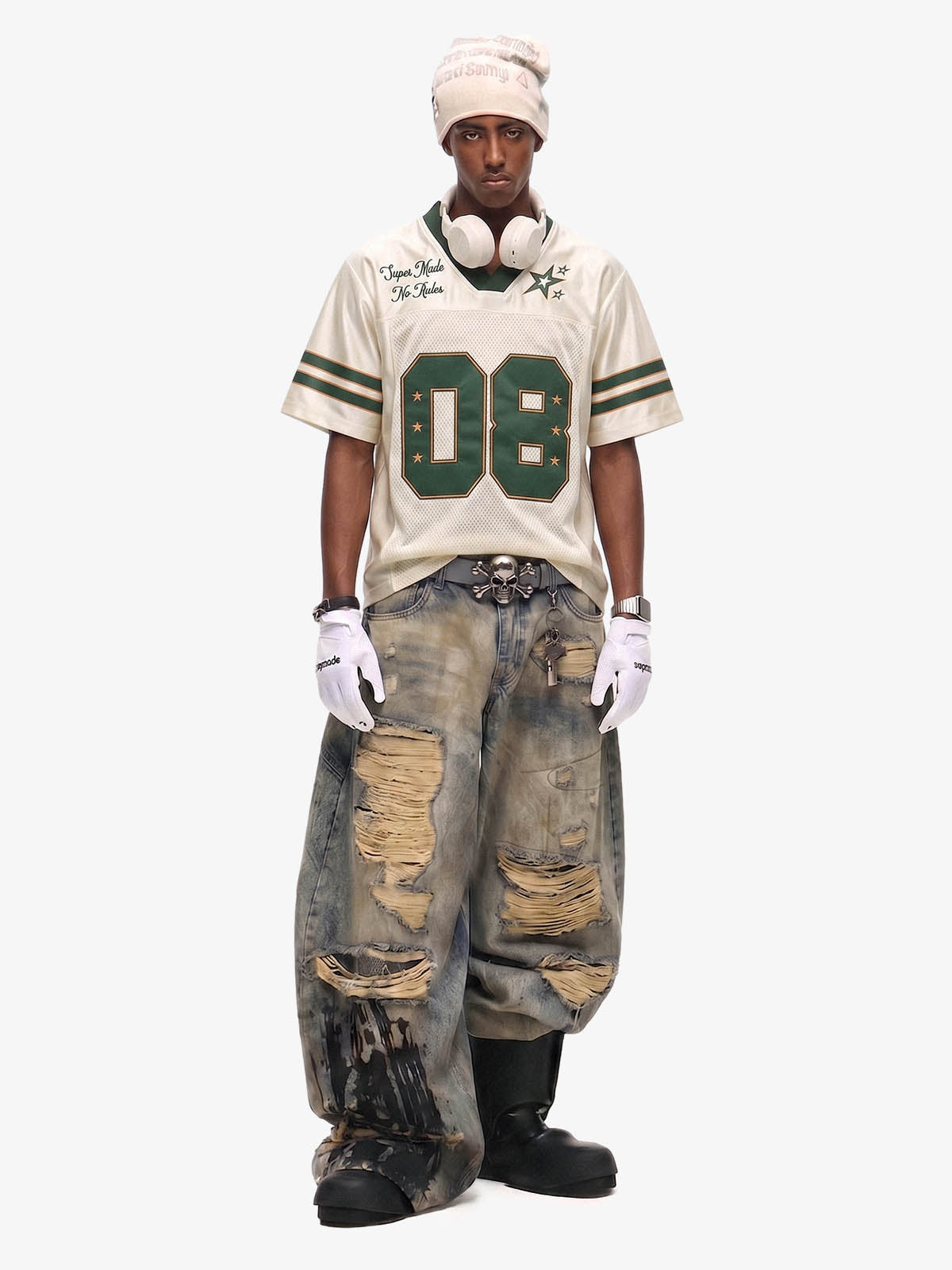 Camiseta Manfinity Studios Green Retro Jersey Oversized — Foto 4