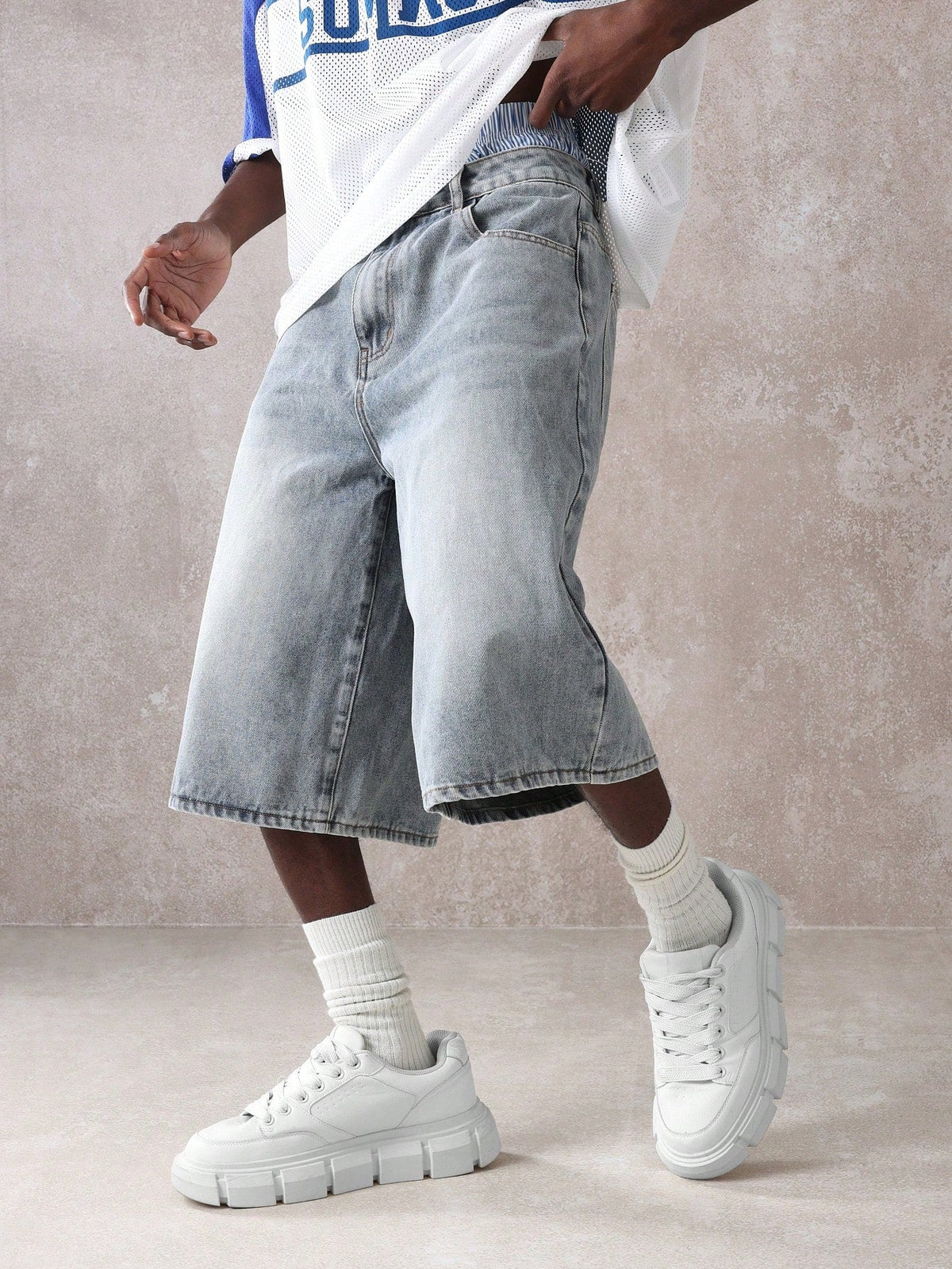 Short Manfinity Denim Oversized Perna Larga — Foto 3