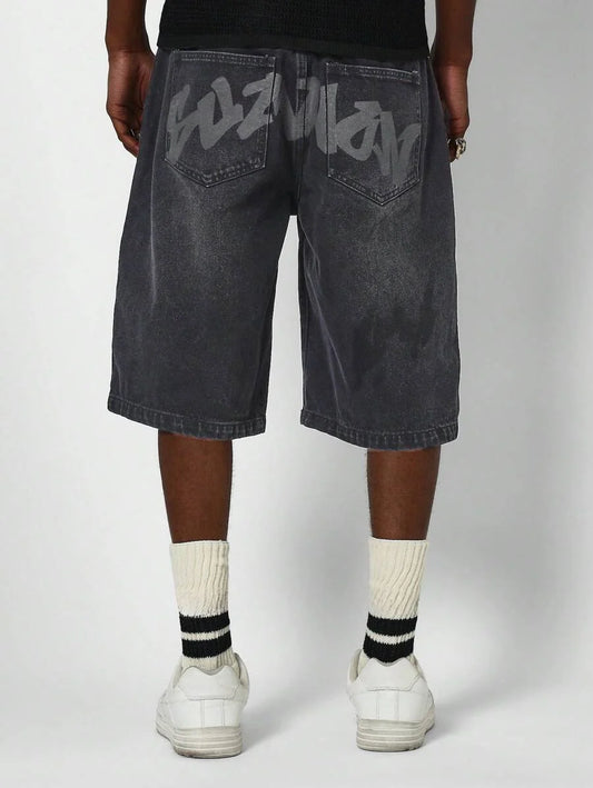 Bermuda Jorts Jeans Manfinity Studios Suzulan Graffiti — Foto 2