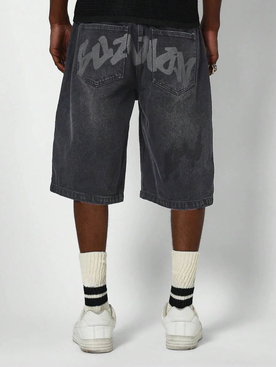 Bermuda Jorts Jeans Manfinity Studios Suzulan Graffiti — Foto 2