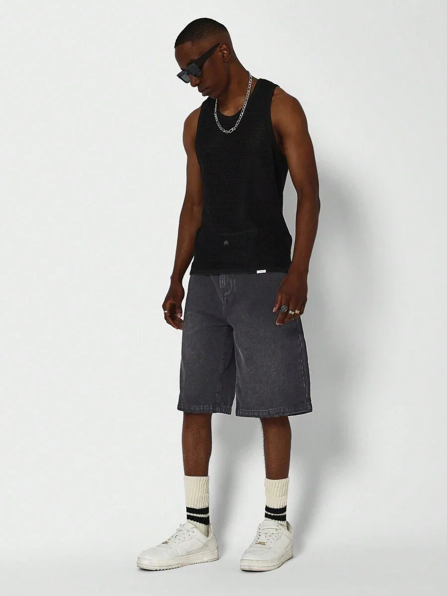 Bermuda Jorts Jeans Manfinity Studios Suzulan Graffiti — Foto 4
