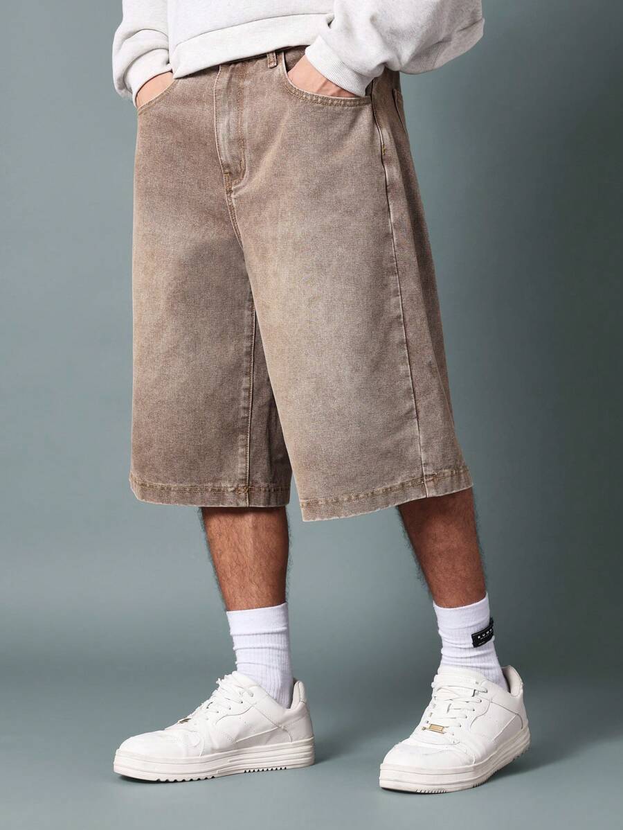 Bermuda Jorts Jeans Manfinity Studios Earth Wash Essential — Foto 4