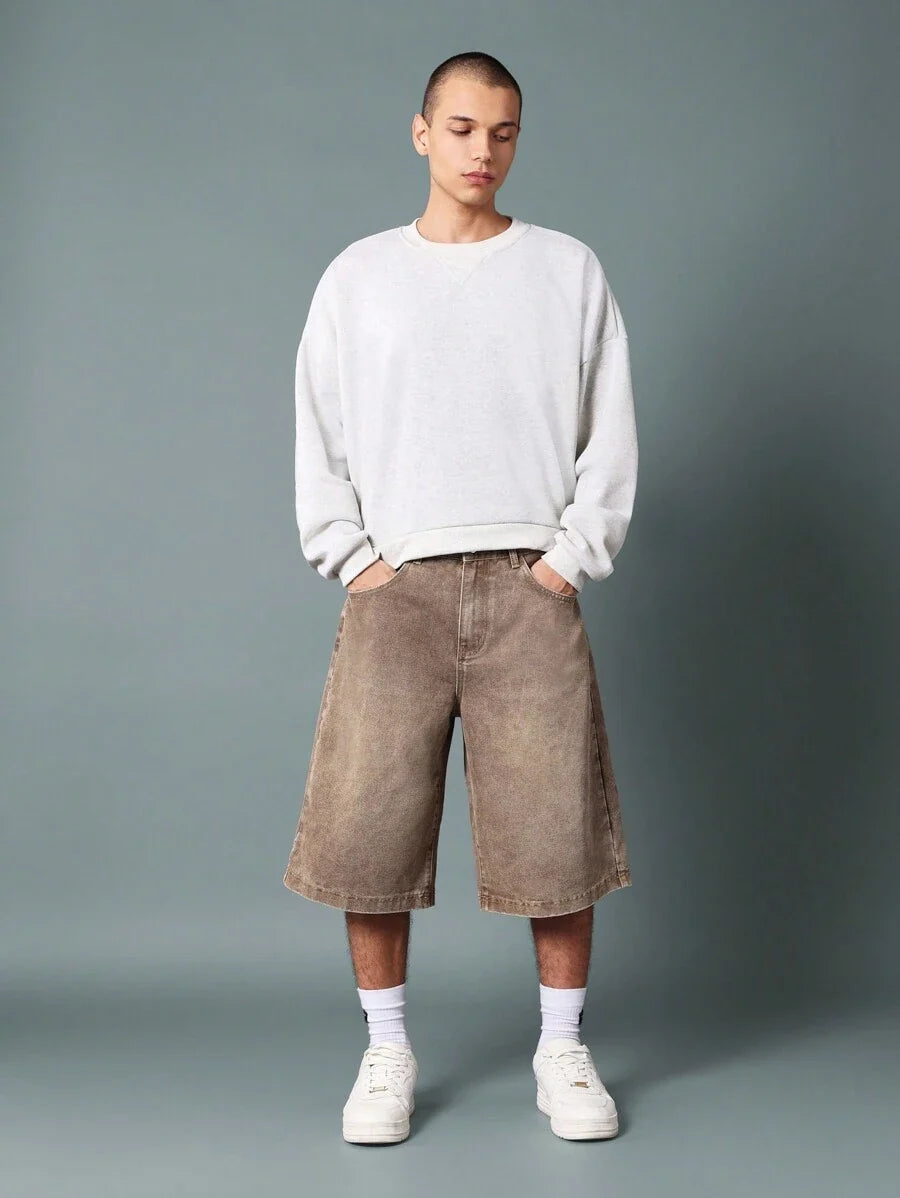 Bermuda Jorts Jeans Manfinity Studios Earth Wash Essential — Foto 3