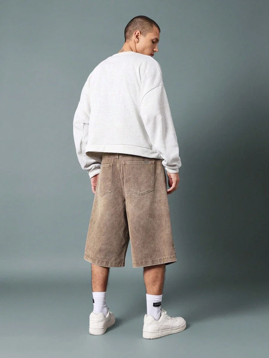 Bermuda Jorts Jeans Manfinity Studios Earth Wash Essential — Foto 5