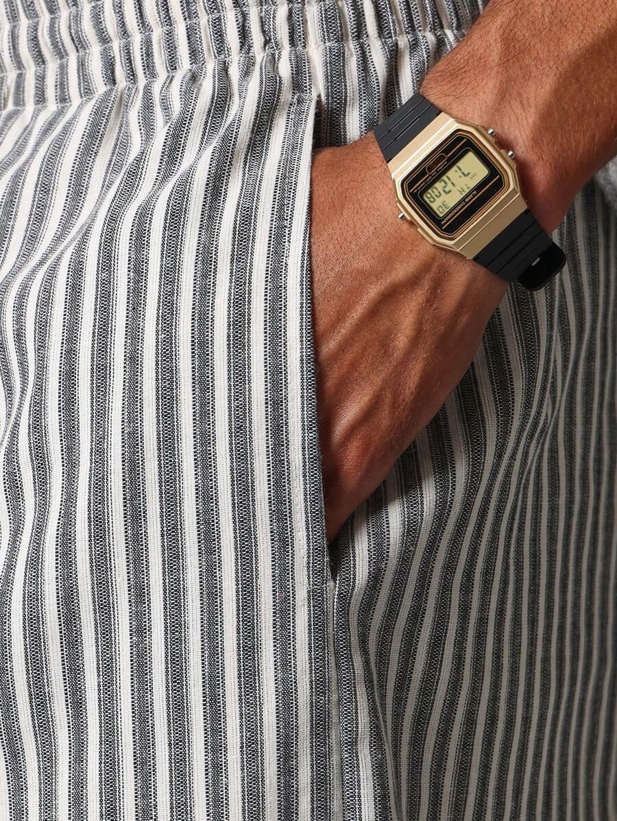 Calça Manfinity Studios Linen Pinstripe Relaxed Trousers — Foto 6