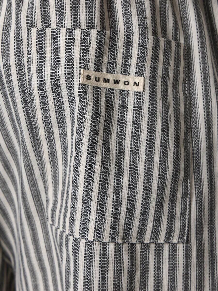 Calça Manfinity Studios Linen Pinstripe Relaxed Trousers — Foto 7