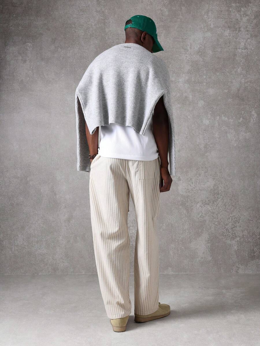 Calça Manfinity Studios Linen Pinstripe Relaxed Trousers — Foto 12