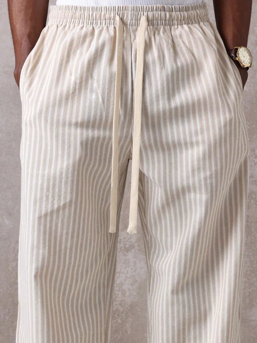 Calça Manfinity Studios Linen Pinstripe Relaxed Trousers — Foto 14