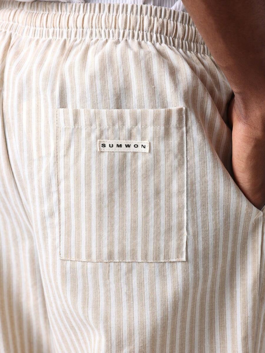 Calça Manfinity Studios Linen Pinstripe Relaxed Trousers — Foto 16