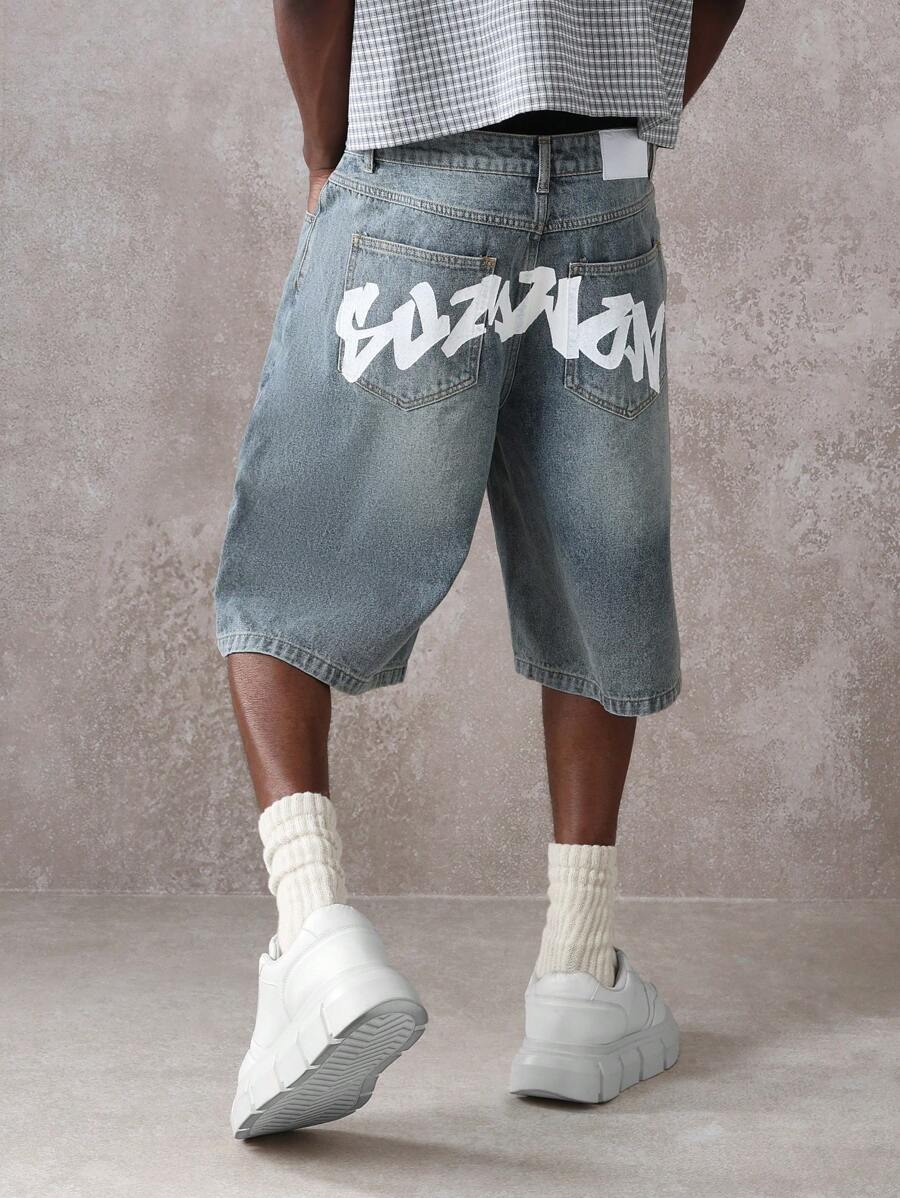 Bermuda Jorts Jeans Manfinity Studios Suzulan Graffiti — Foto 6