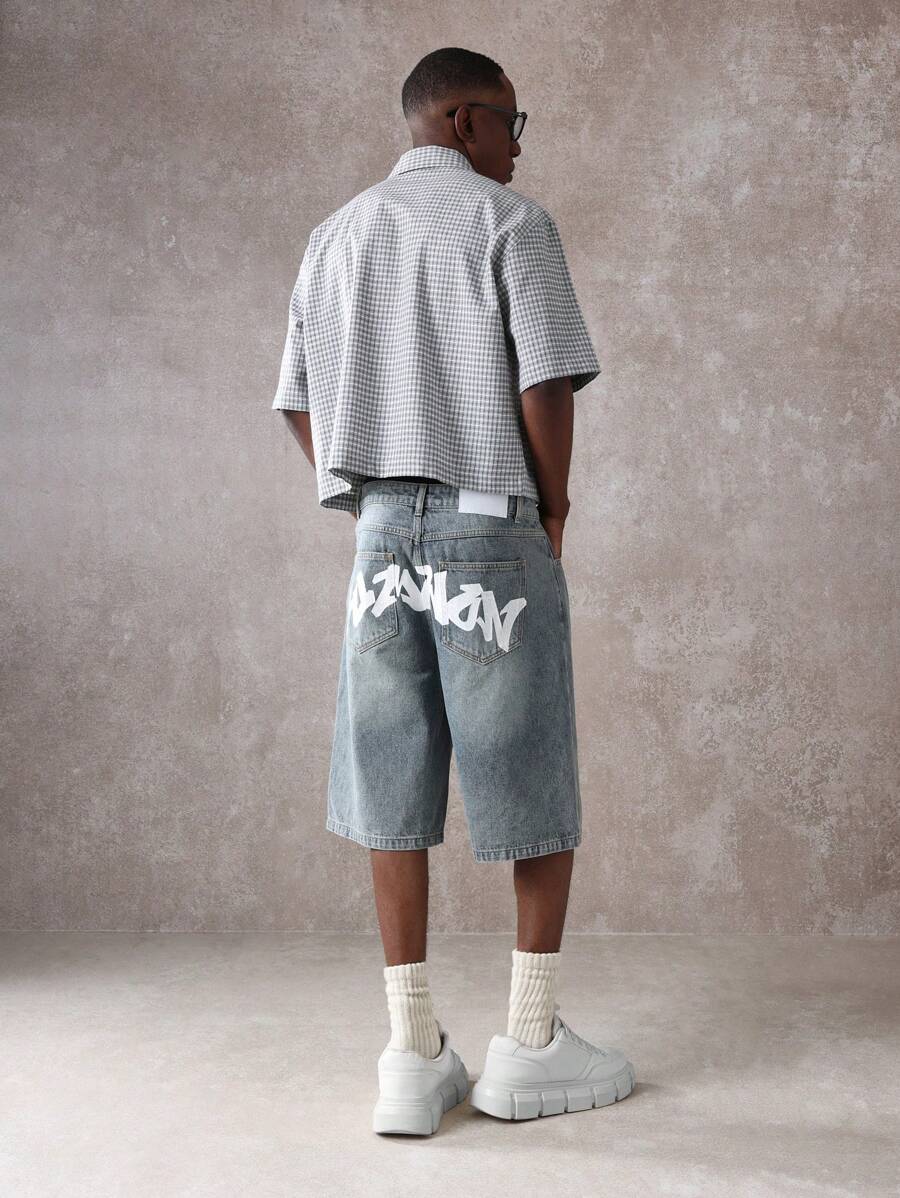 Bermuda Jorts Jeans Manfinity Studios Suzulan Graffiti — Foto 10