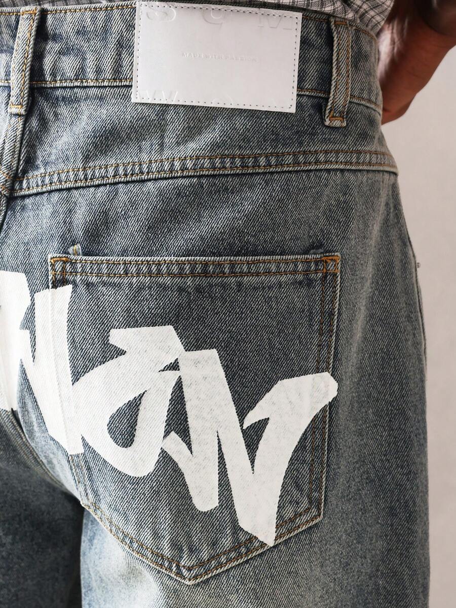 Bermuda Jorts Jeans Manfinity Studios Suzulan Graffiti — Foto 13