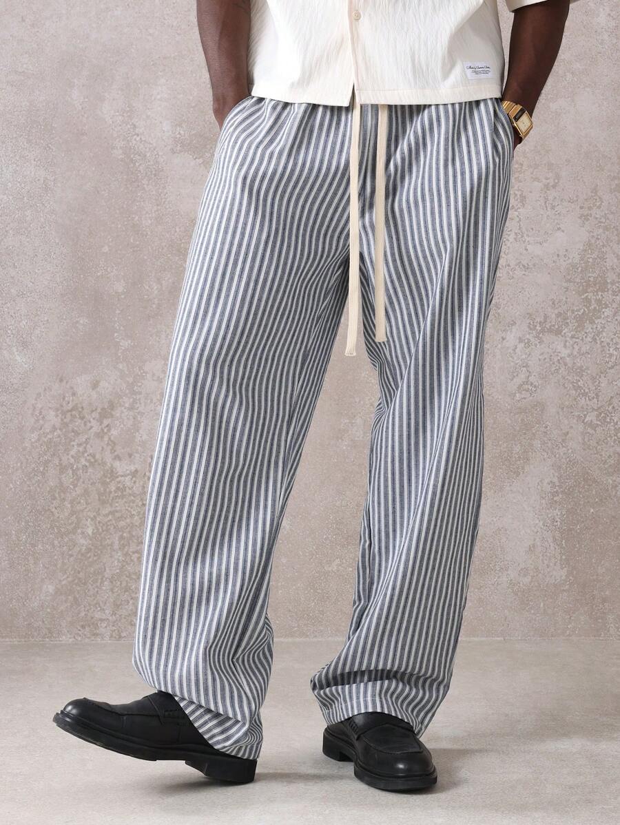 Calça Manfinity Studios Linen Pinstripe Relaxed Trousers — Foto 18