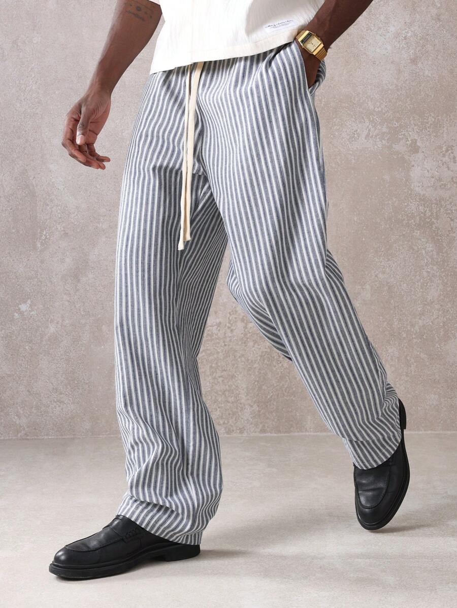 Calça Manfinity Studios Linen Pinstripe Relaxed Trousers — Foto 19