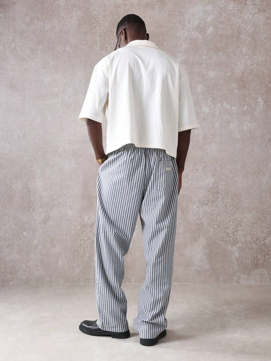 Calça Manfinity Studios Linen Pinstripe Relaxed Trousers — Foto 20