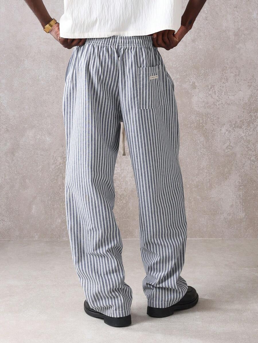 Calça Manfinity Studios Linen Pinstripe Relaxed Trousers — Foto 21