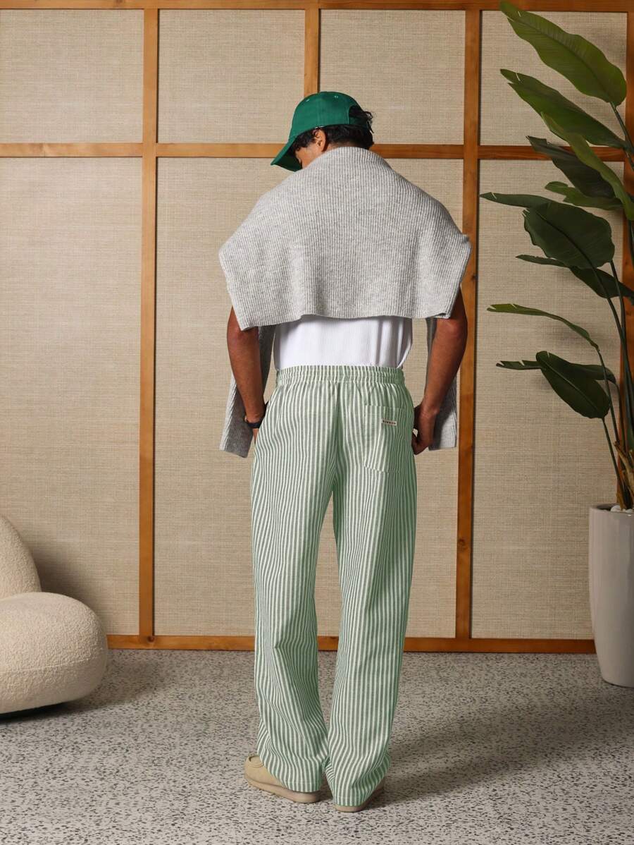 Calça Manfinity Studios Linen Pinstripe Relaxed Trousers — Foto 28