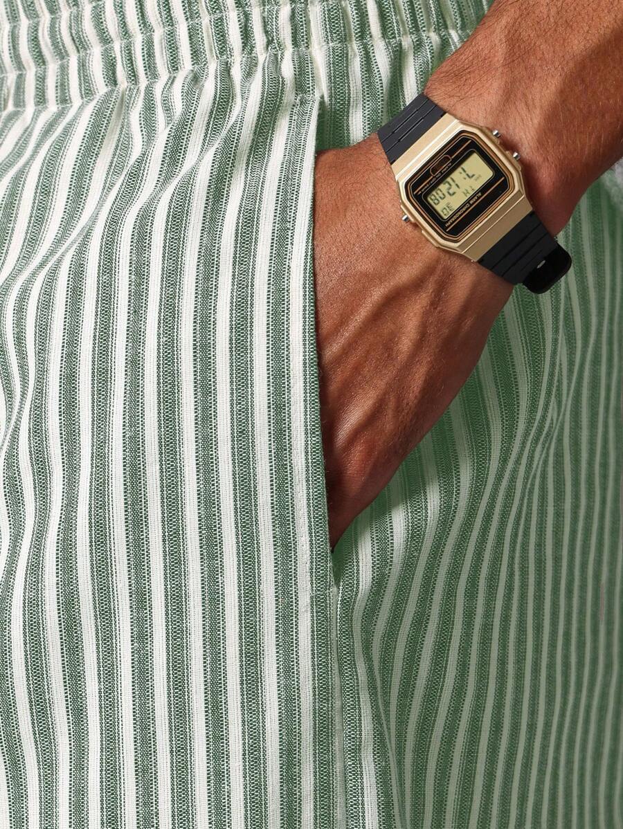 Calça Manfinity Studios Linen Pinstripe Relaxed Trousers — Foto 29