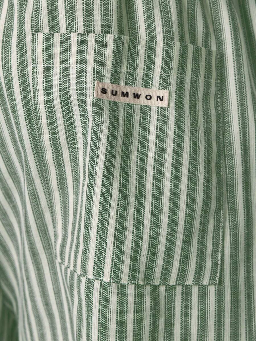 Calça Manfinity Studios Linen Pinstripe Relaxed Trousers — Foto 30