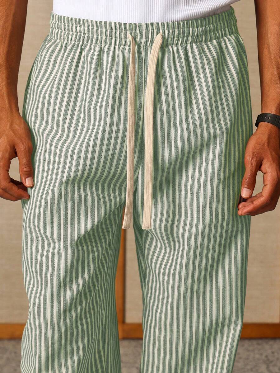 Calça Manfinity Studios Linen Pinstripe Relaxed Trousers — Foto 31
