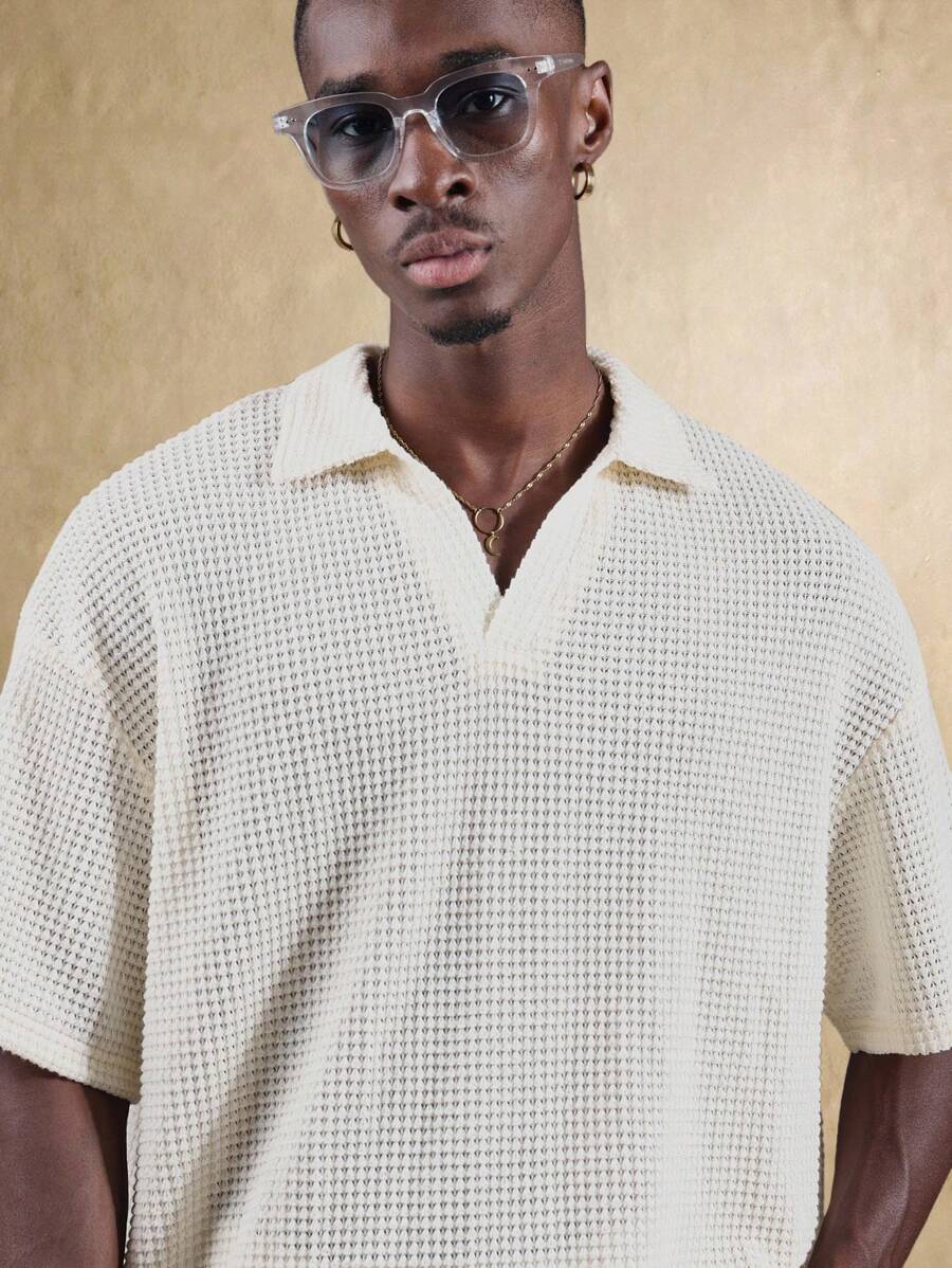 Camisa Polo Manfinity Studios Waffle Knit Polo — Foto 3