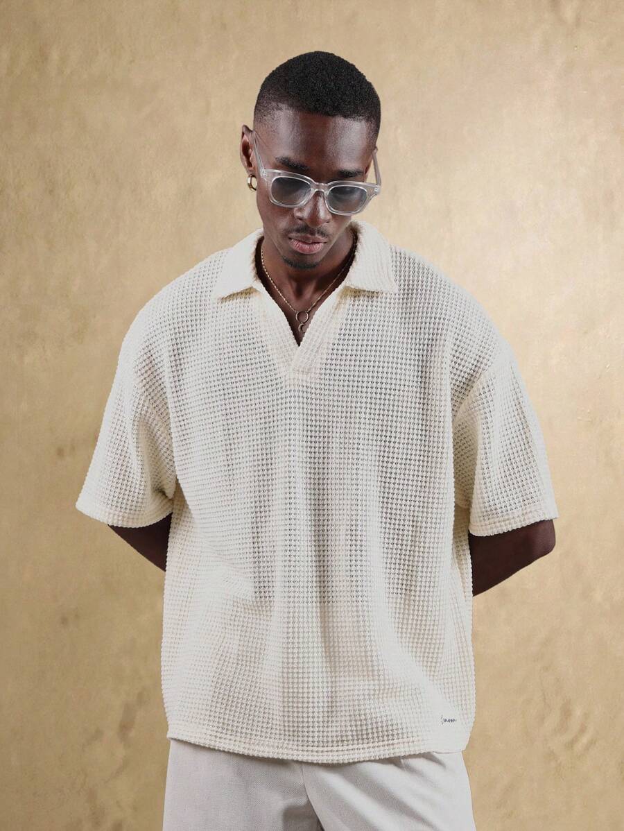 Camisa Polo Manfinity Studios Waffle Knit Polo — Foto 5