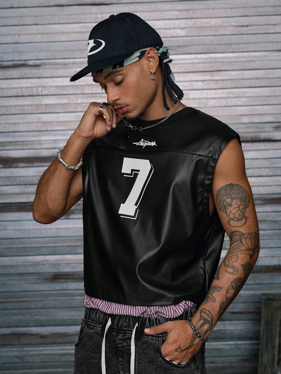 Regata Manfinity Studios Leather Football Jersey Vest — Foto 4