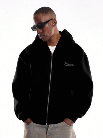 Moletom Manfinity Studios Script Zip Hoodie — Foto 1