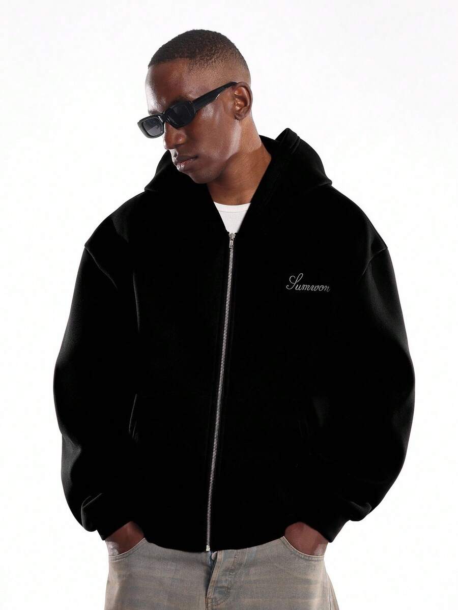 Moletom Manfinity Studios Script Zip Hoodie — Foto 1