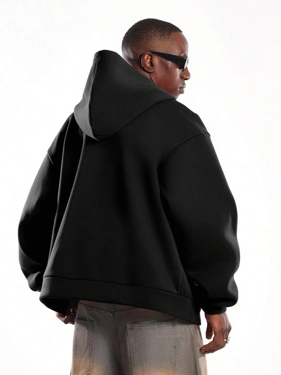 Moletom Manfinity Studios Script Zip Hoodie — Foto 4