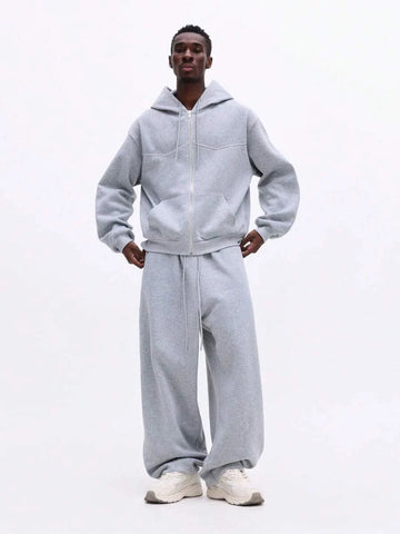 Conjunto Moletom Manfinity Studios Panel Zip Tracksuit Grey — Foto 1
