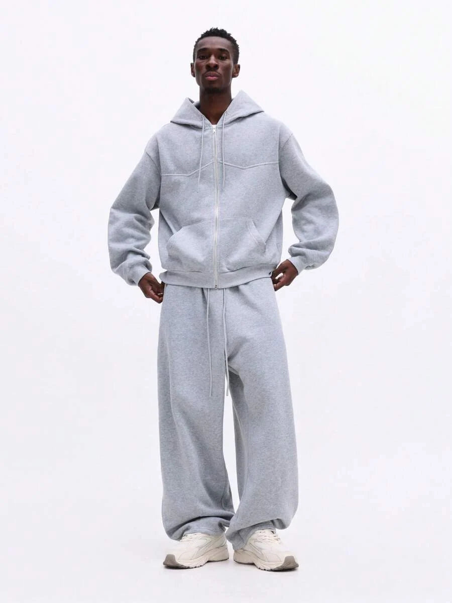 Conjunto Moletom Manfinity Studios Panel Zip Tracksuit Grey — Foto 1