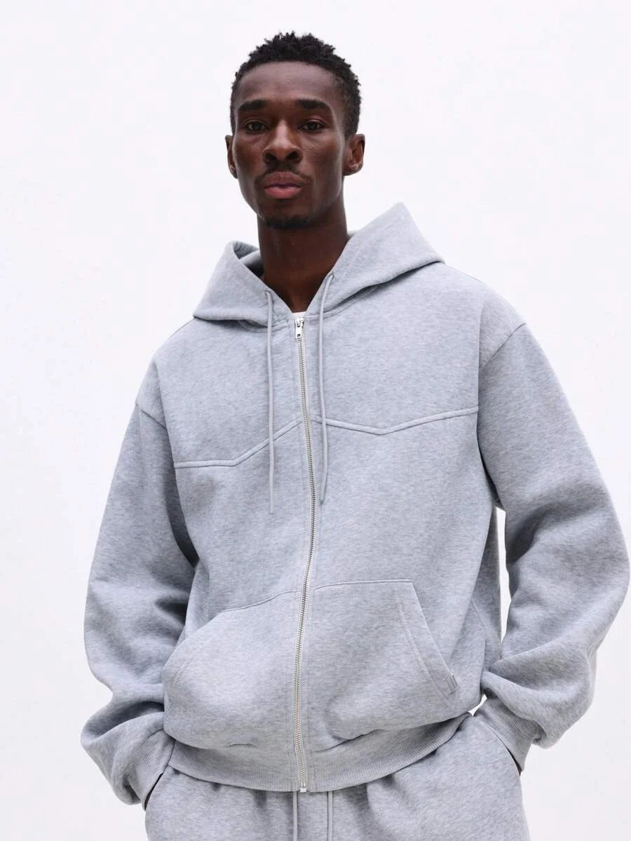 Conjunto Moletom Manfinity Studios Panel Zip Tracksuit Grey — Foto 3