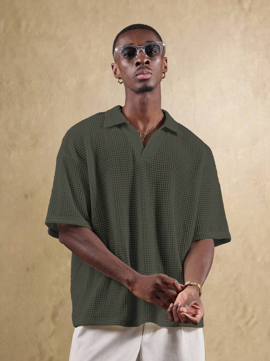 Camisa Polo Manfinity Studios Waffle Knit Polo — Foto 6