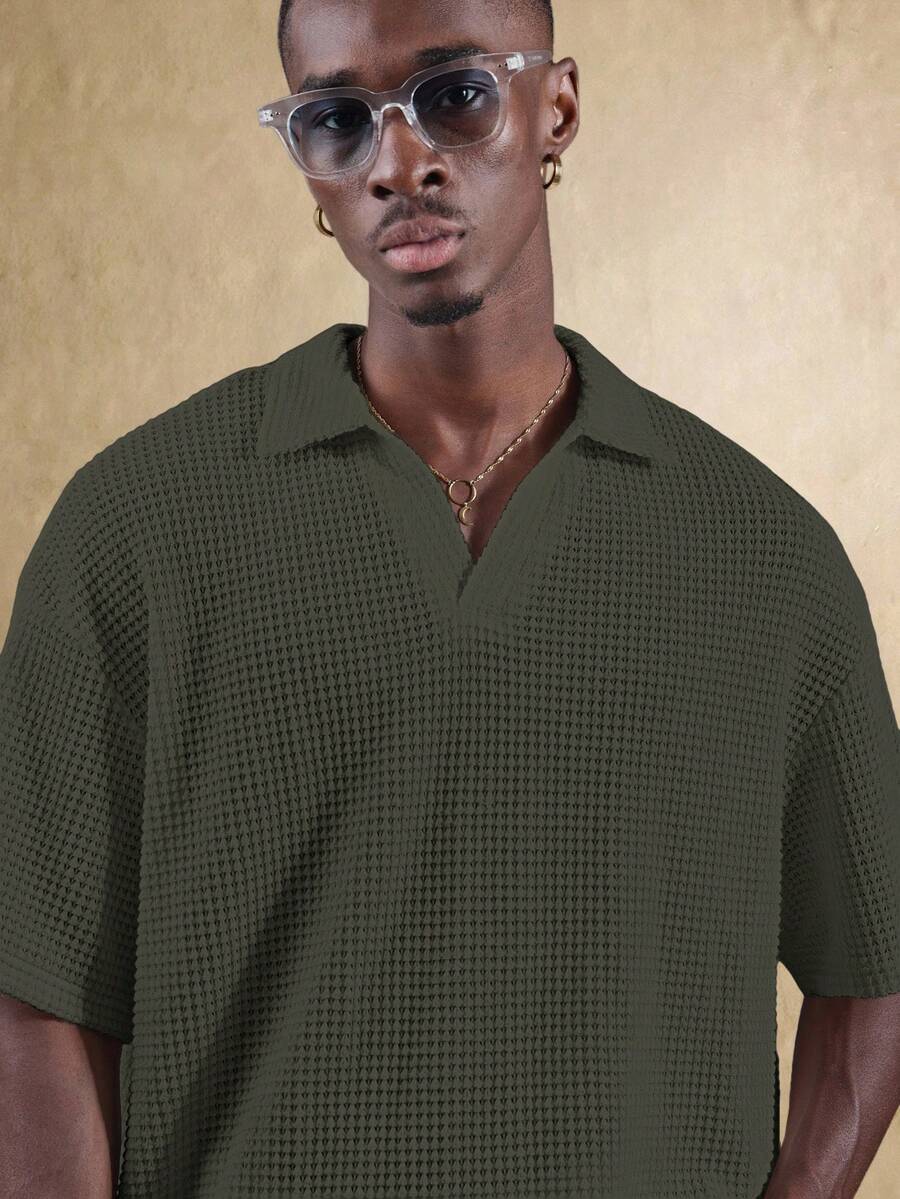 Camisa Polo Manfinity Studios Waffle Knit Polo — Foto 8