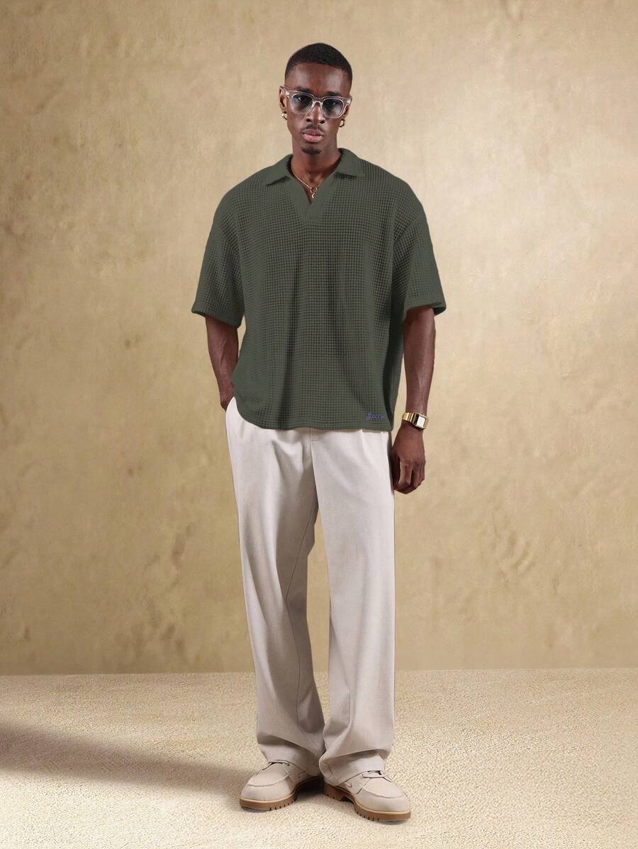 Camisa Polo Manfinity Studios Waffle Knit Polo — Foto 9