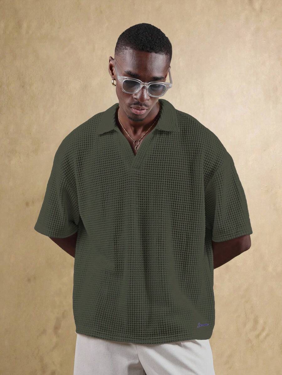 Camisa Polo Manfinity Studios Waffle Knit Polo — Foto 10