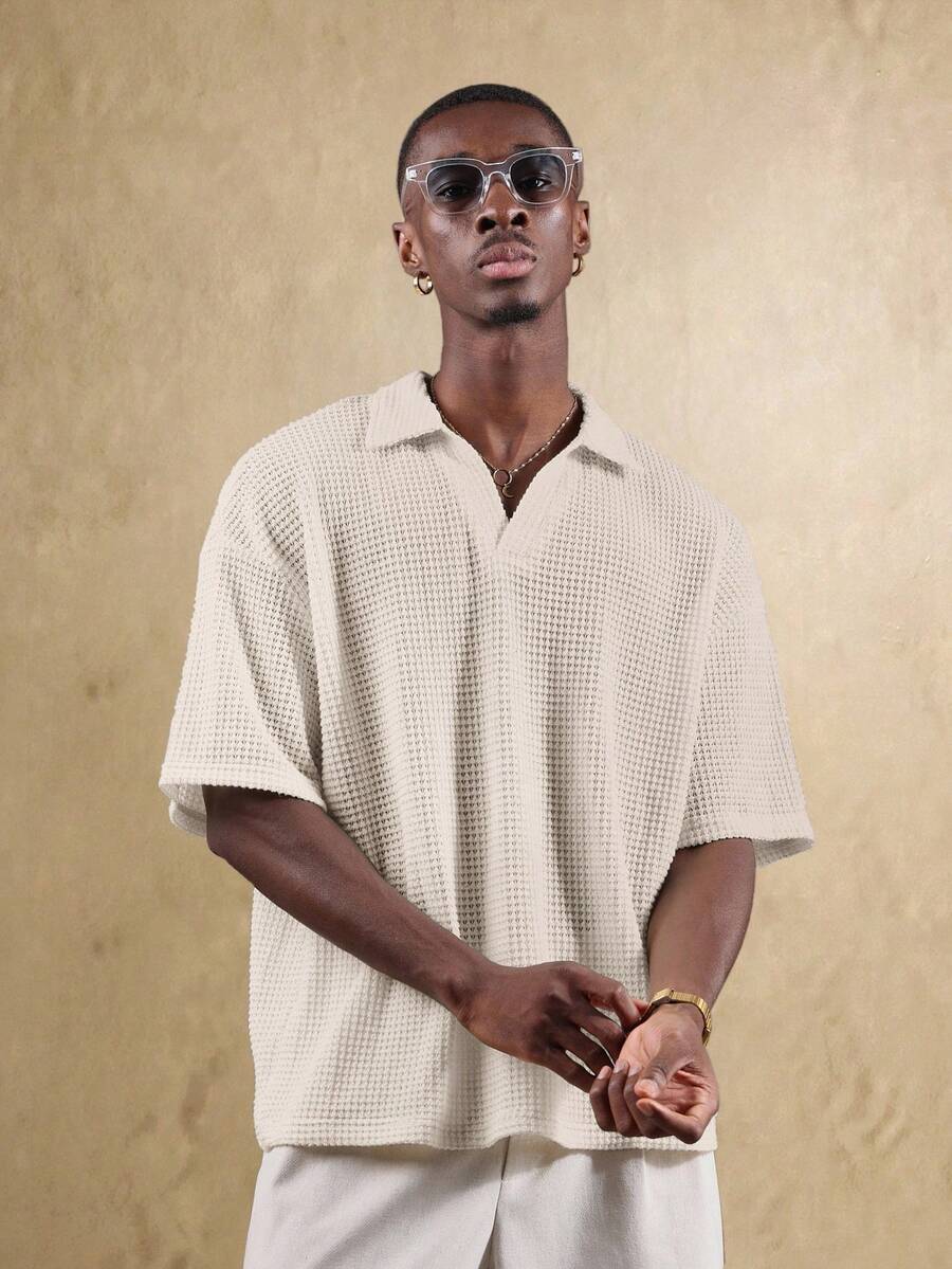 Camisa Polo Manfinity Studios Waffle Knit Polo — Foto 16