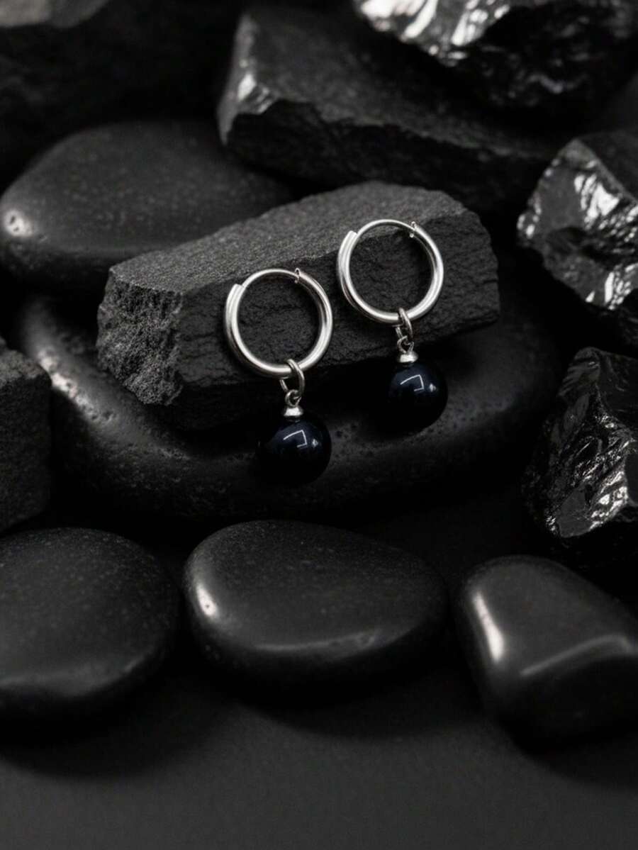 Brincos Manfinity Argola Contas Pretas — Foto 12