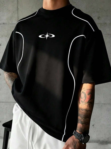 Camiseta Manfinity Folgado Estampa Gráfica Recorte — Foto 1