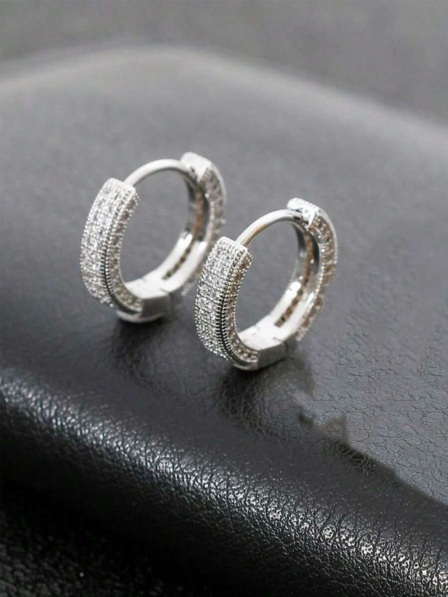 Brincos Manfinity Strass Minimalista — Foto 1