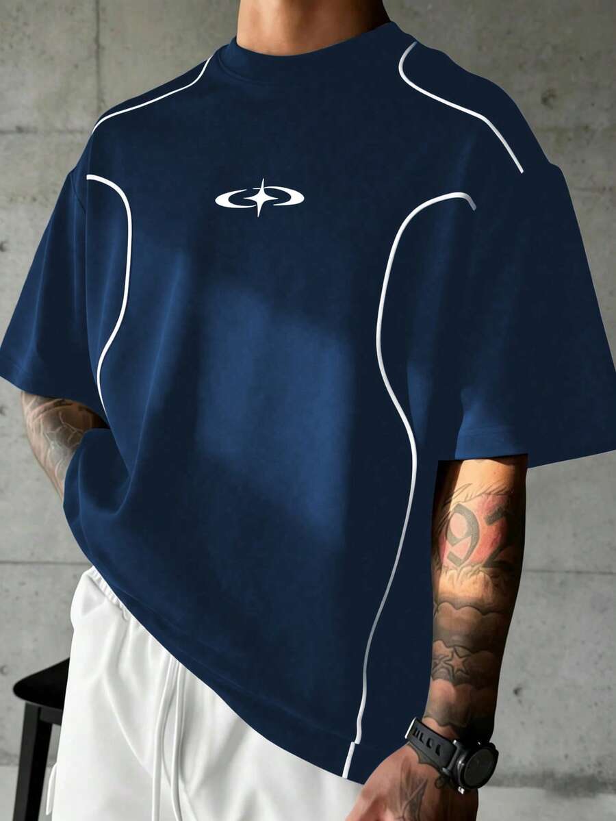 Camiseta Manfinity Folgado Estampa Gráfica Recorte — Foto 20