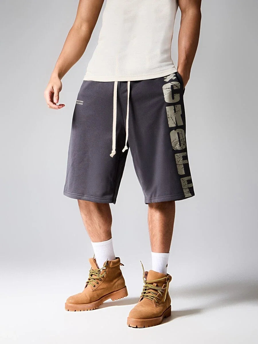 Bermuda Moletom Manfinity Studios Block Letter Jorts — Foto 2