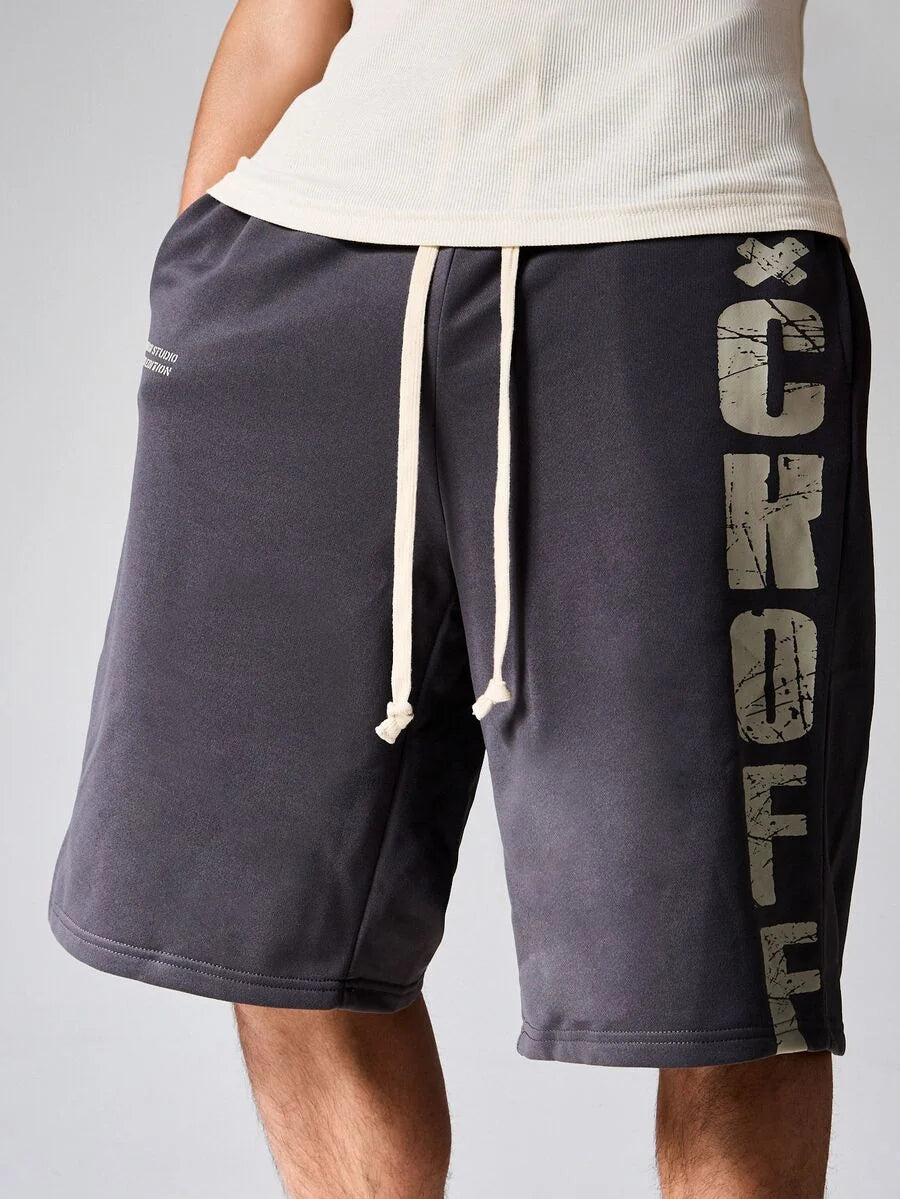 Bermuda Moletom Manfinity Studios Block Letter Jorts — Foto 5