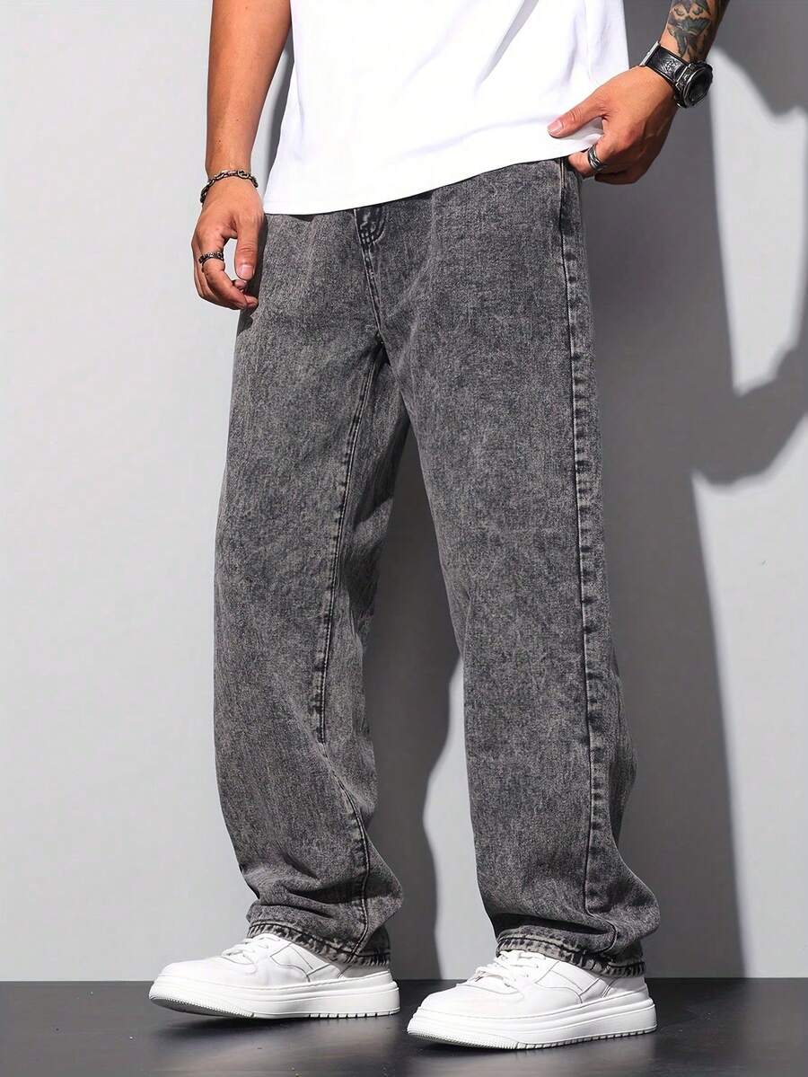 Calça Manfinity Studios Acid Wash Denim — Foto 1