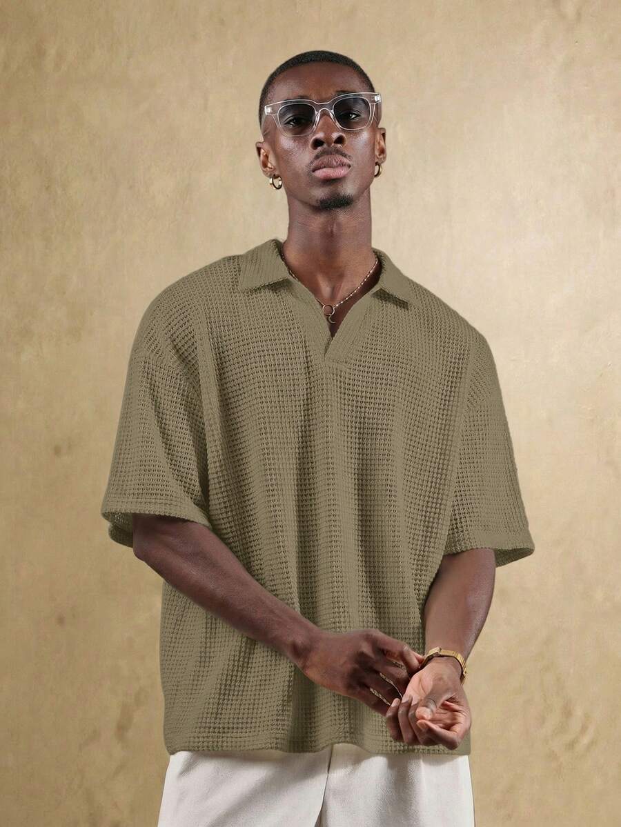 Camisa Polo Manfinity Studios Waffle Knit Polo — Foto 26