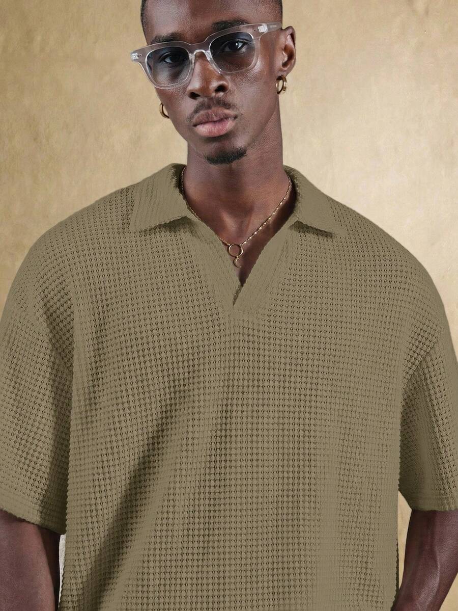 Camisa Polo Manfinity Studios Waffle Knit Polo — Foto 28